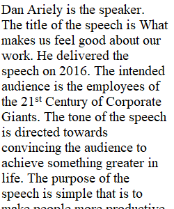 Speech Critique Assignment